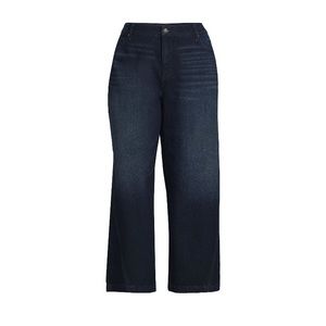 Terra & Sky Women's Plus Size High Rise Godet Flare Jeans, 30" Inseam